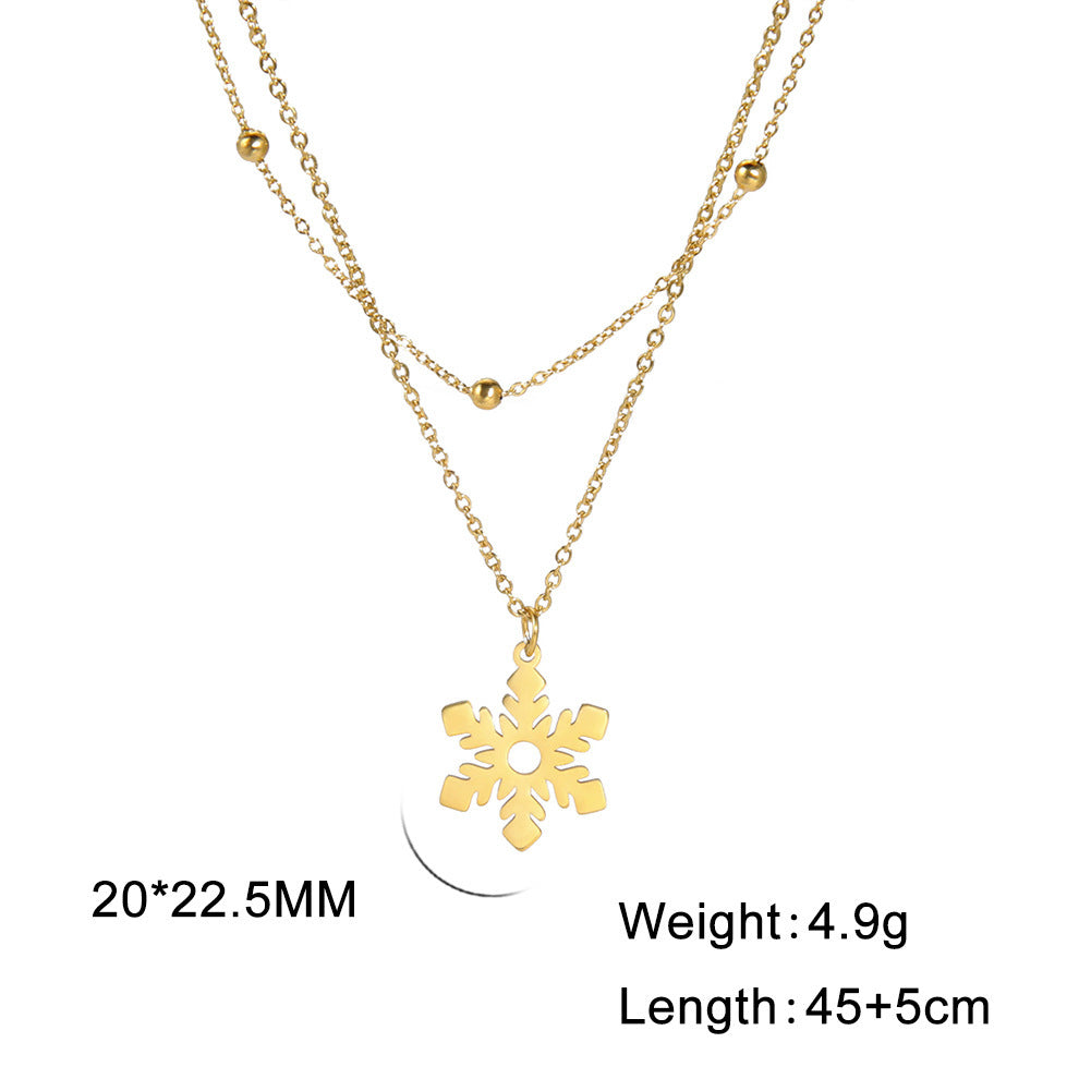 Elegante Edelstahl Titan Halskette mit Schneeflocke – Winter-Schmuck