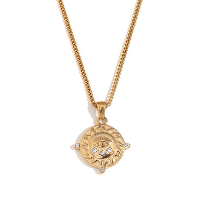 Elegante Retro Halskette Edelstahl 18K Vergoldet