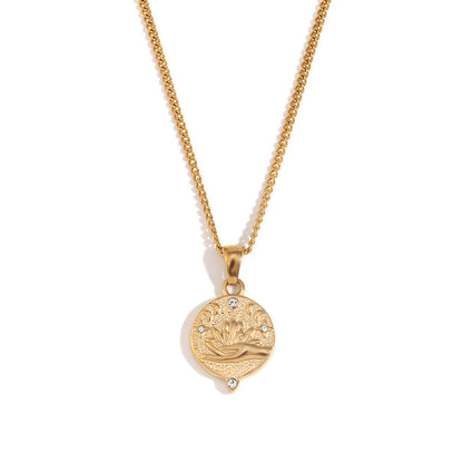 Elegante Retro Halskette Edelstahl 18K Vergoldet