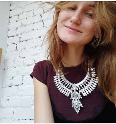 Kurze Kristall-Halskette aus Legierung mit Diamanten