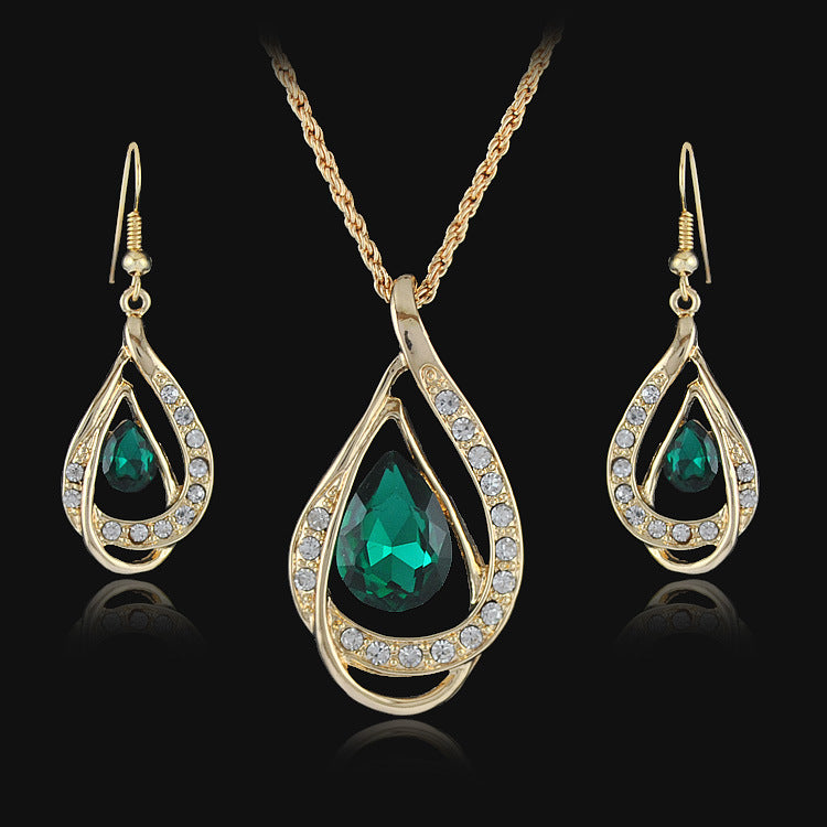 Elegantes Kristall-Schmuckset – Halskette & Ohrringe mit funkelnden Zirkonia-Steinen