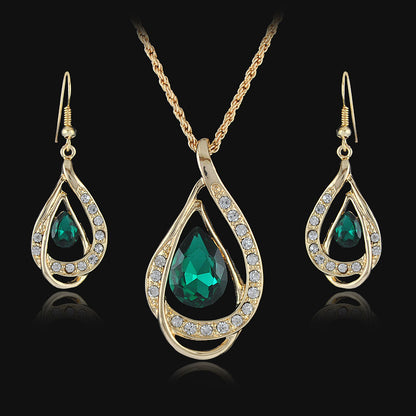 Elegantes Kristall-Schmuckset – Halskette & Ohrringe mit funkelnden Zirkonia-Steinen