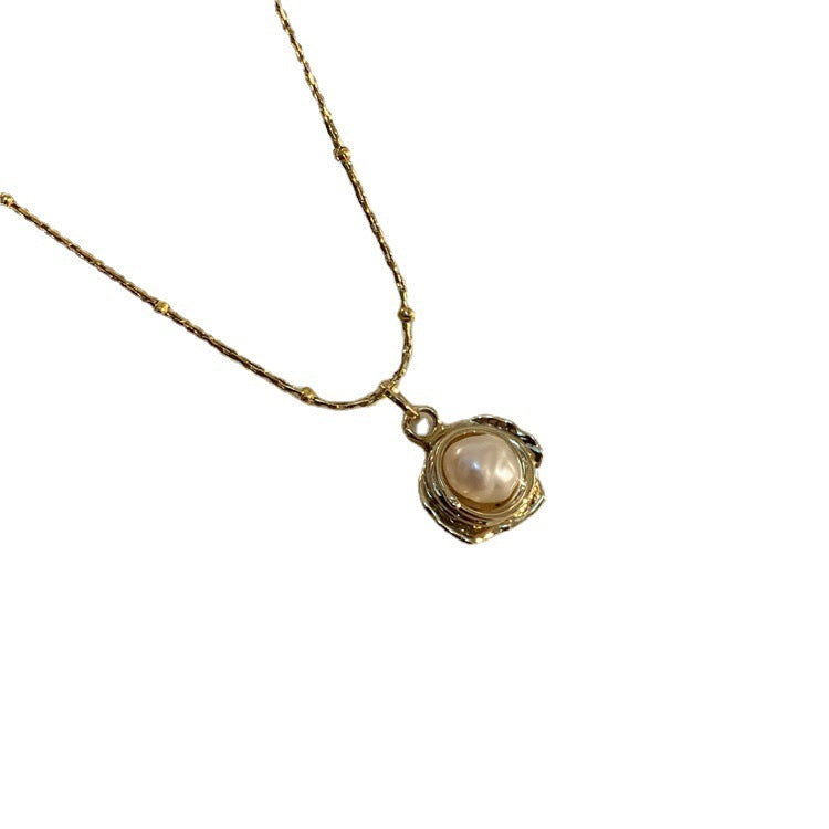 Retro Barock Süßwasser-Perlenkette – Titan-Stahl Halskette mit Farberhaltung