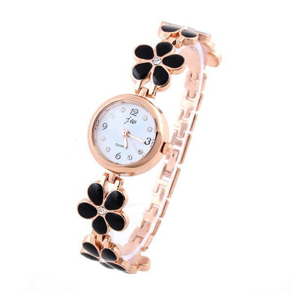 Fünfblättriges Kleeblatt Quarz Armbanduhr – Glücksbringer-Uhr für Damen