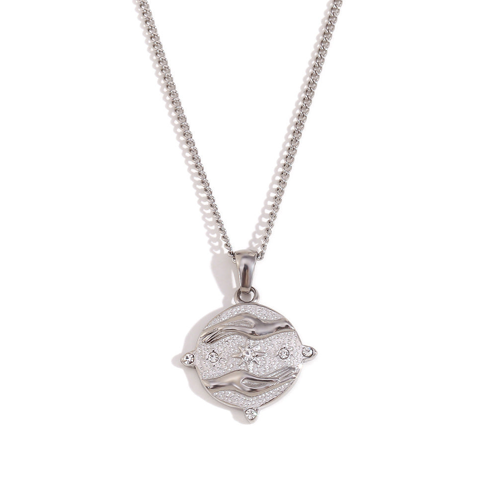 Elegante Retro Halskette Edelstahl 18K Vergoldet