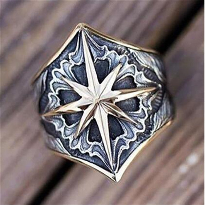 Vintage Herren Ring Two Tone – Glyph Pattern Ring mit Persönlichkeit