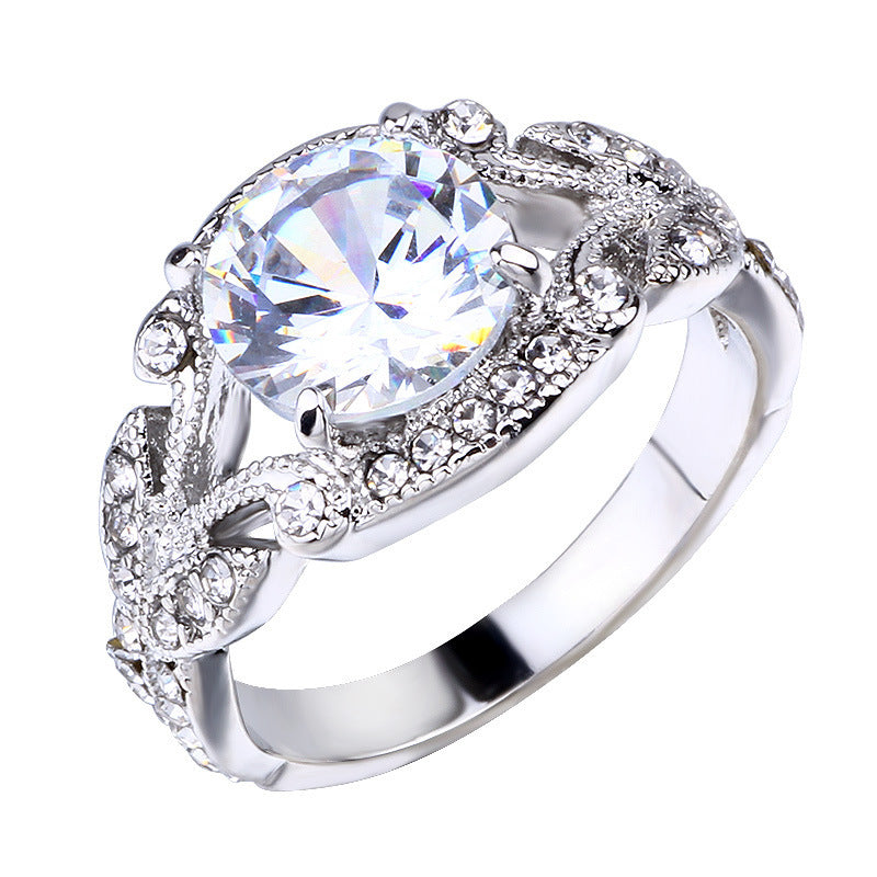 Prinzessinnen-Ring mit Blatt-Design – Eleganter Verlobungsring mit Zirkonia
