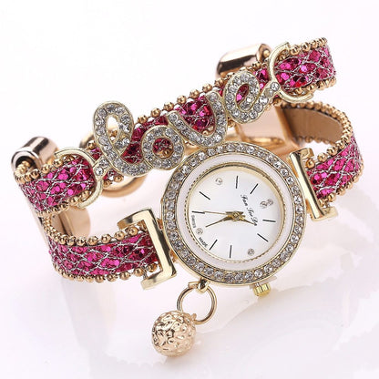 FanTeeDa Damen Armbanduhr mit Strass Schmuck