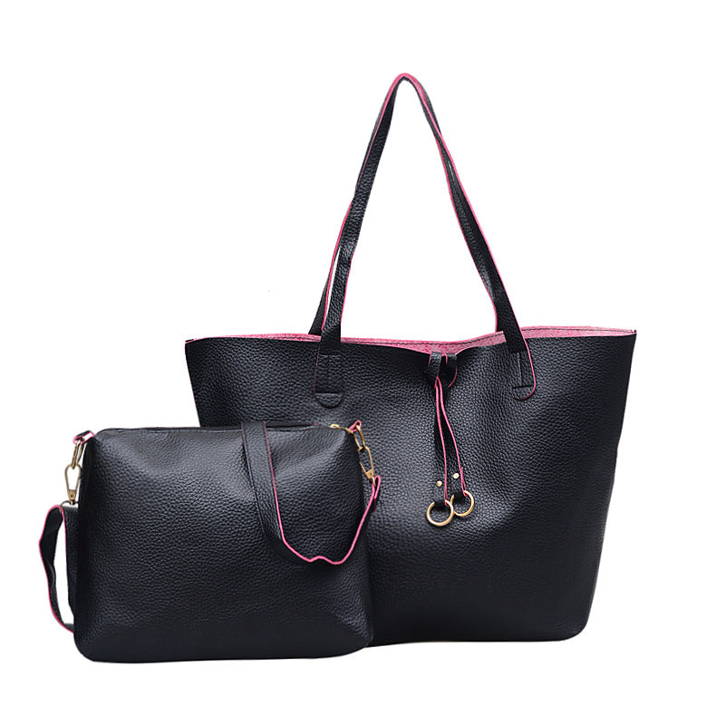 Damen Mode Schultertasche mit Schleife - 2-teiliges Set