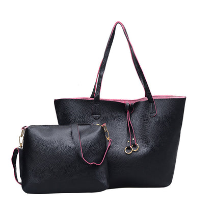 Damen Mode Schultertasche mit Schleife - 2-teiliges Set