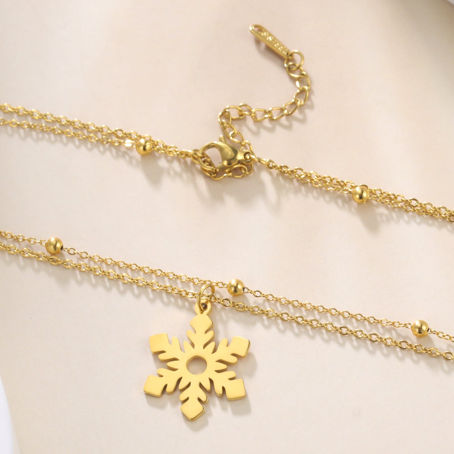 Elegante Edelstahl Titan Halskette mit Schneeflocke