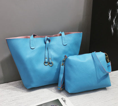 Damen Mode Schultertasche mit Schleife - 2-teiliges Set