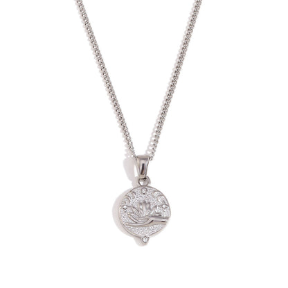 Elegante Retro Halskette Edelstahl 18K Vergoldet