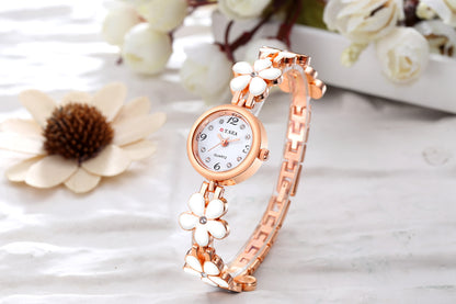Fünfblättriges Kleeblatt Quarz Armbanduhr – Glücksbringer-Uhr für Damen