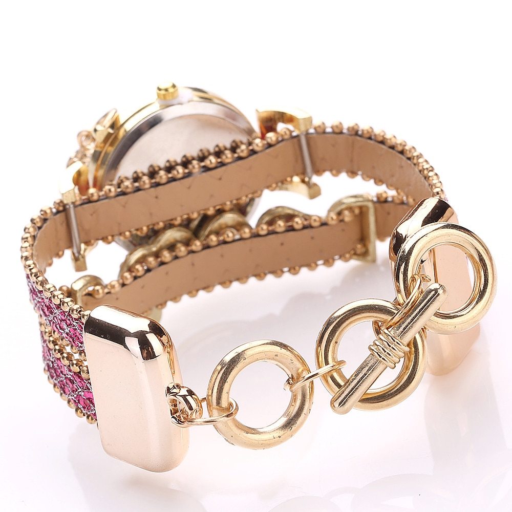 FanTeeDa Damen Armbanduhr mit Strass Schmuck