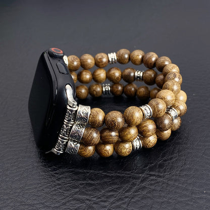Massivholz Perlen-Armband – Natürliches Holz Armband verstellbar