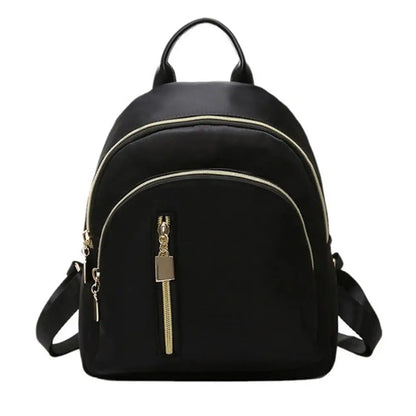 Mini Rucksack Damen – Oxford Daypack Schultertasche Schwarz