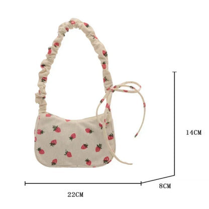 Corduroy Mini Tasche – Damen Schultertasche Erdbeere
