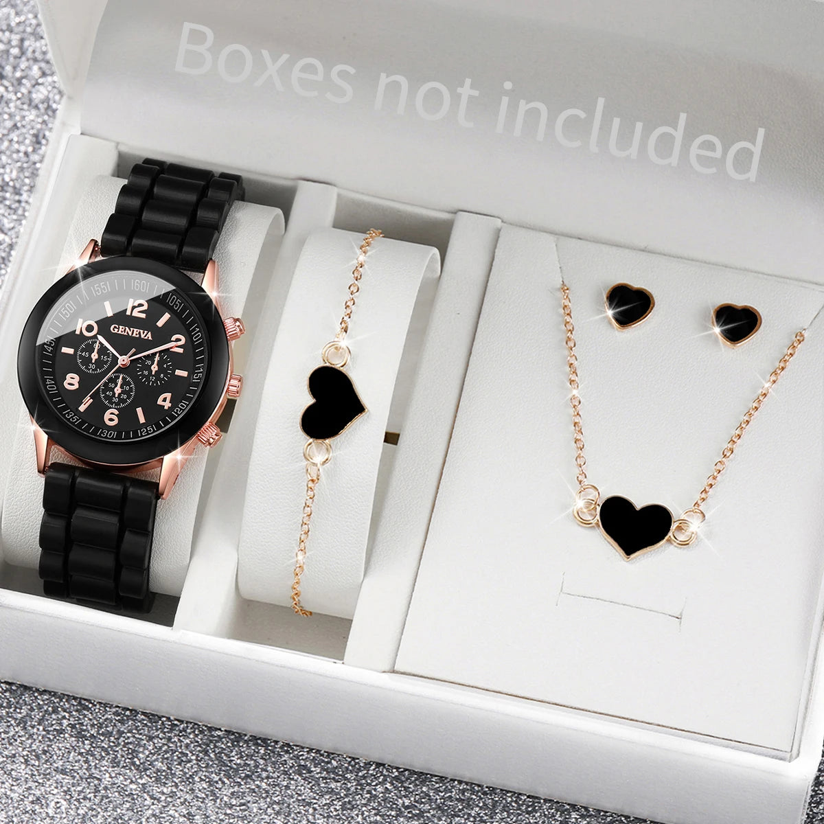 Damen Uhren-Set – Quarzuhr mit Schmuck | Armband & Kette | Geschenkset