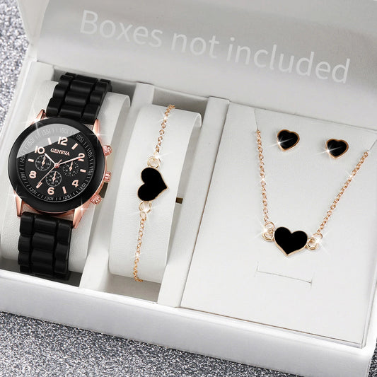 Damen Uhren-Set – Quarzuhr mit Schmuck | Armband & Kette | Geschenkset