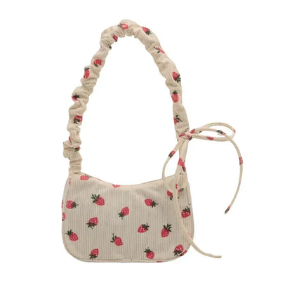 Corduroy Mini Tasche – Damen Schultertasche Erdbeere