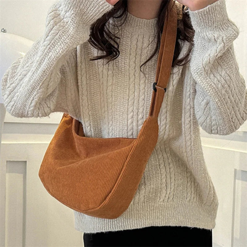 Corduroy Crossbody Bag – Damen Schultertasche