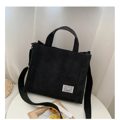 Corduroy Handtasche – Damen Schultertasche Gelb