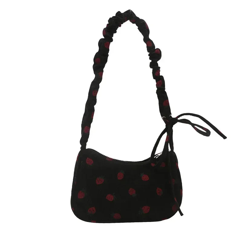 Corduroy Mini Tasche – Damen Schultertasche Erdbeere