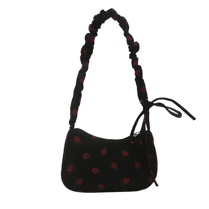 Corduroy Mini Tasche – Damen Schultertasche Erdbeere