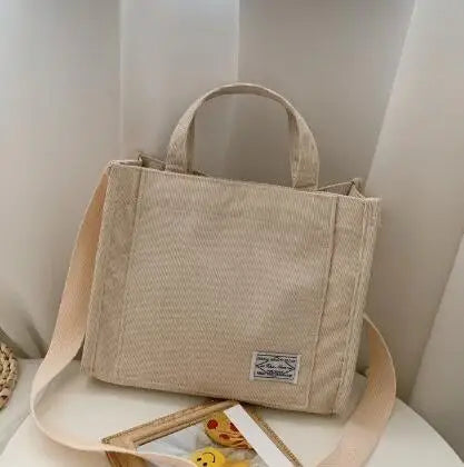 Corduroy Handtasche – Damen Schultertasche Gelb