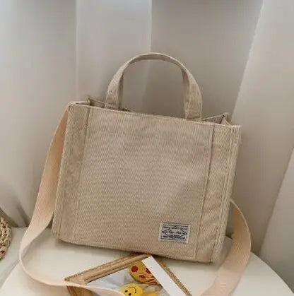 Corduroy Handtasche – Damen Schultertasche Gelb
