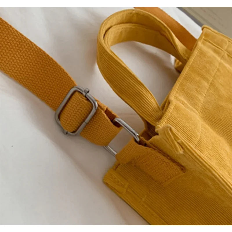 Corduroy Handtasche – Damen Schultertasche Gelb