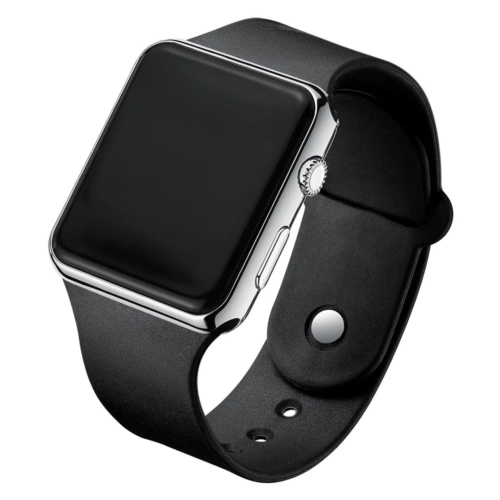 LED Sport Digitaluhr – Unisex Fashion Armbanduhr Schwarz