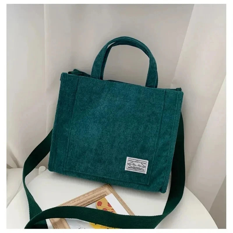 Corduroy Handtasche – Damen Schultertasche Gelb