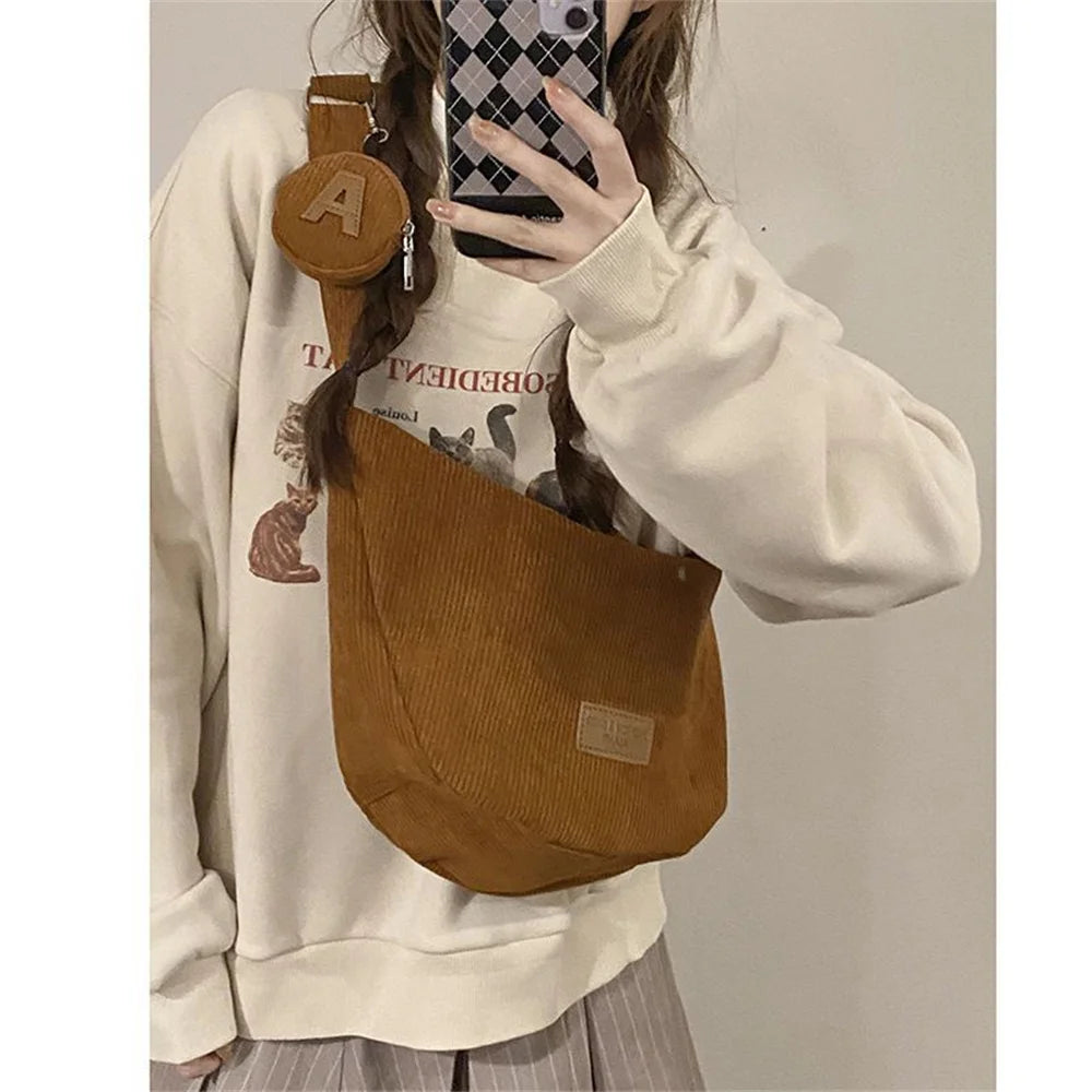 Corduroy Dumpling Bag – Damen Crossbody Schultertasche