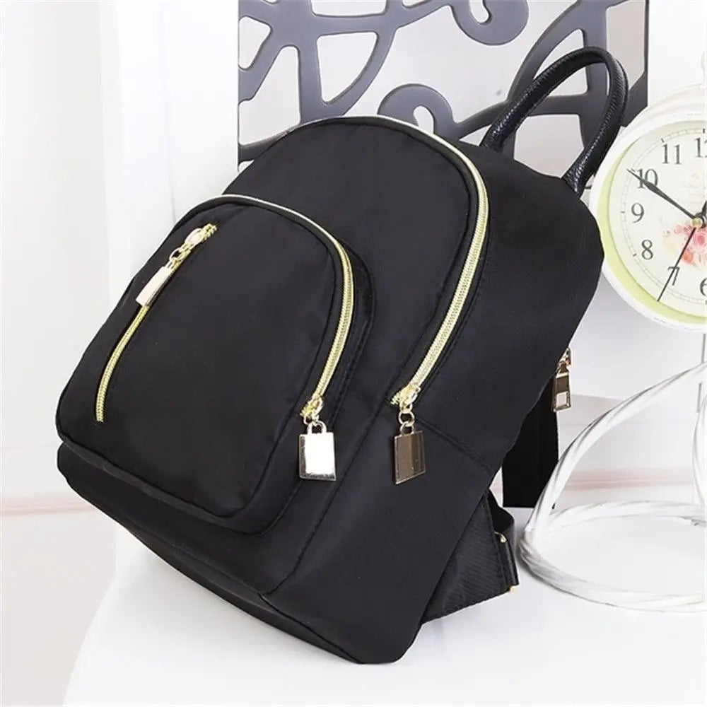 Mini Rucksack Damen – Oxford Daypack Schultertasche Schwarz