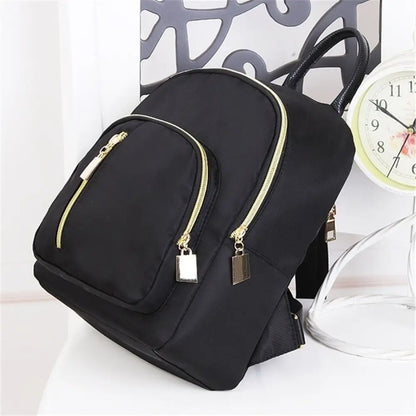 Mini Rucksack Damen – Oxford Daypack Schultertasche Schwarz