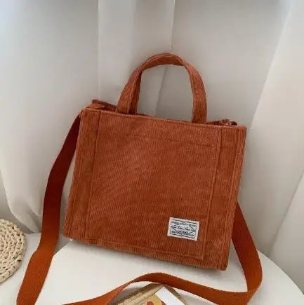 Corduroy Handtasche – Damen Schultertasche Gelb
