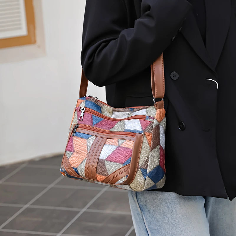 Bunte Crossbody Tasche – Damen Umhängetasche Geometric