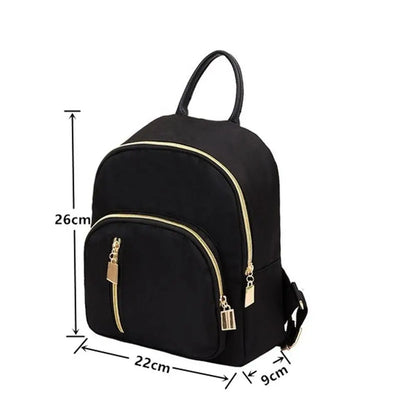 Mini Rucksack Damen – Oxford Daypack Schultertasche Schwarz