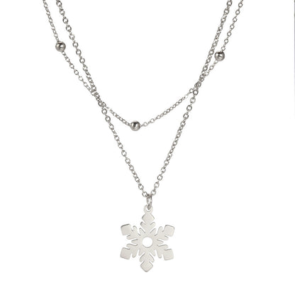 Elegante Edelstahl Titan Halskette mit Schneeflocke