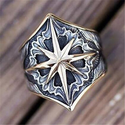 Vintage Herren Ring Two Tone – Glyph Pattern Ring mit Persönlichkeit