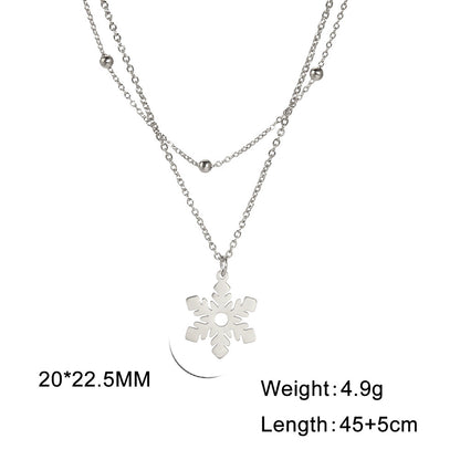 Elegante Edelstahl Titan Halskette mit Schneeflocke