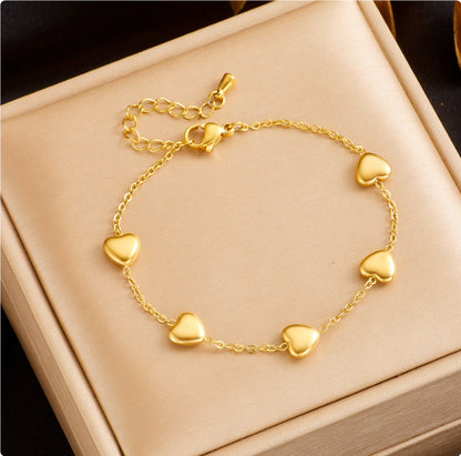 Elegante Titanstahl Halskette mit Herz & Armband Set